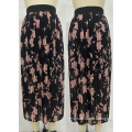 Floral Pattern Elastic Waist Gauze Pleated Skirts